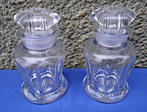 Antique crystal lidded jar - crystal, jar/set