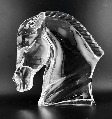Baccarat horse head - baccarat, signed