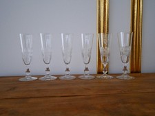 Lot of 6 Champagne Flutes Cut